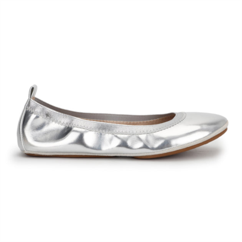 Yosi Samra nina foldable ballet flat in silver peta-approved vegan leather