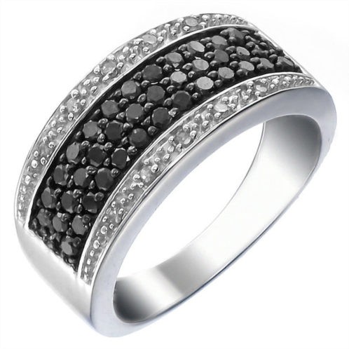Vir Jewels 3/4 cttw black and white diamond ring wedding band in .925 sterling silver round