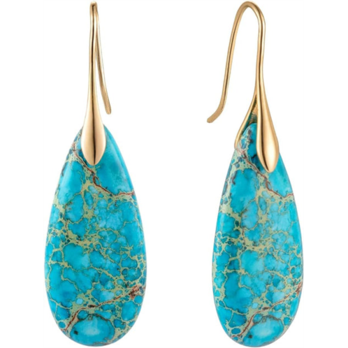 Liv Oliver 18k gold turquoise pear drop earrings