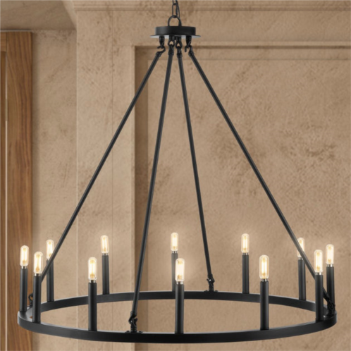 JONATHAN Y gio 36 12-light iron classic industrial ring led chandelier