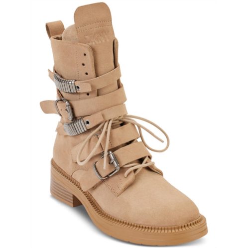 DKNY ita womens suede strappy combat & lace-up boots