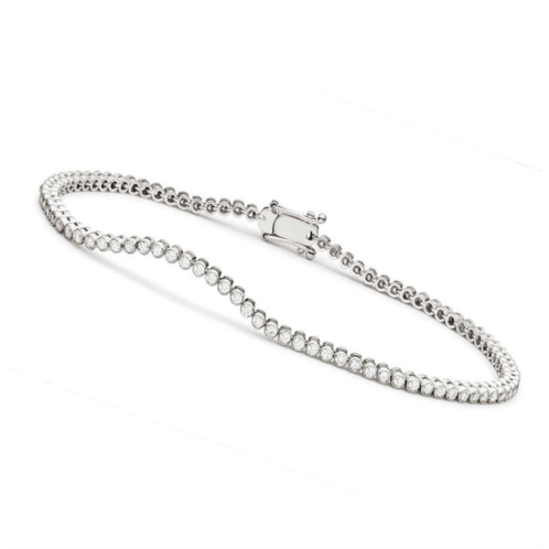 Genevive sterling silver with clear cubic zirconia round bezel-set bracelet