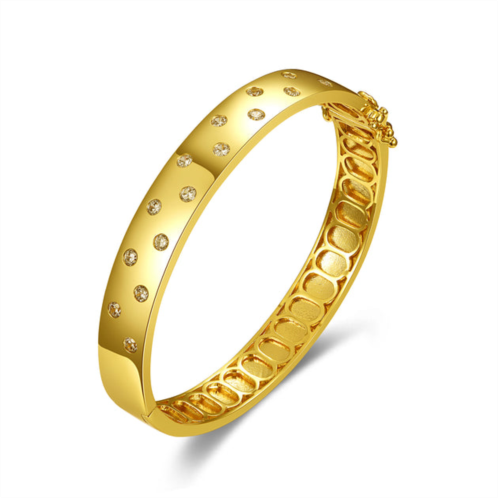 Rachel Glauber 14k yellow gold plated with diamond cubic zirconia starry sky bangle bracelet