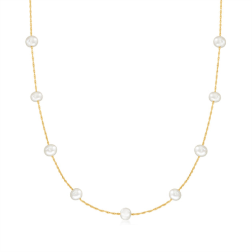Ross-Simons 5-5.mm cultured pearl station necklace in 14kt yellow gold