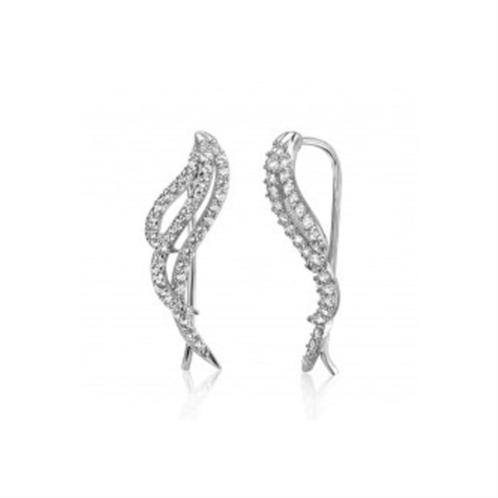 Adornia crystal wing climber earrings silver