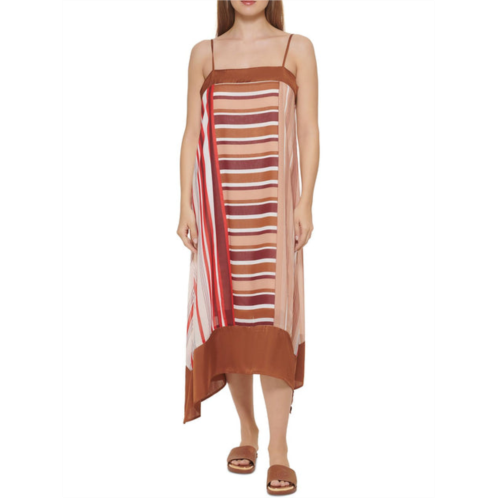DKNY womens striped tea-length midi dress