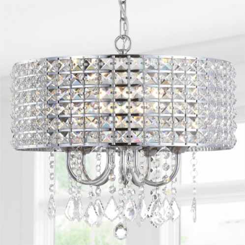 JONATHAN Y reese 17 metal/crystal led adjustable drop chandelier