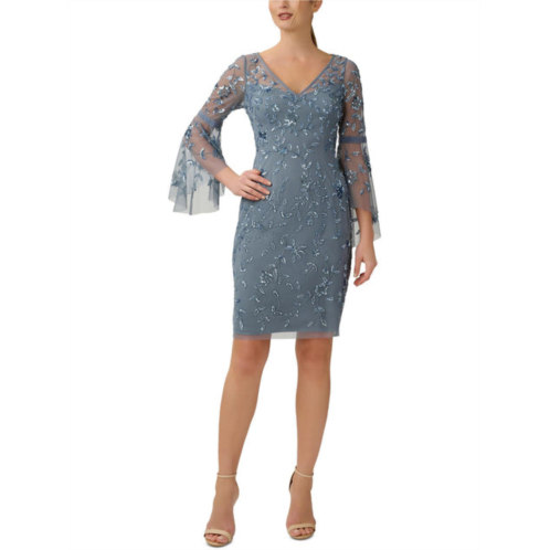 Adrianna Papell womens mesh embellished cocktail and party dress