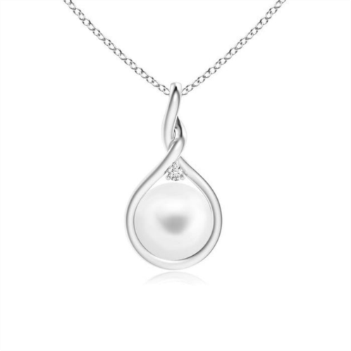 Genevive gv sterling silver with rose gold plated white round shell pearl with clear cubic zirconia pendant necklace