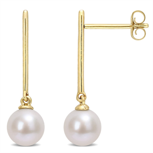 Mimi & Max 6-6.5 mm cultured freshwater pearl linear dangle earrings in 10k yellow gold