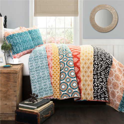 Lush Decor bohemian stripe quilt 3pc set