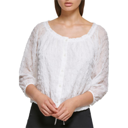 Calvin Klein womens textured long sleeve blouse
