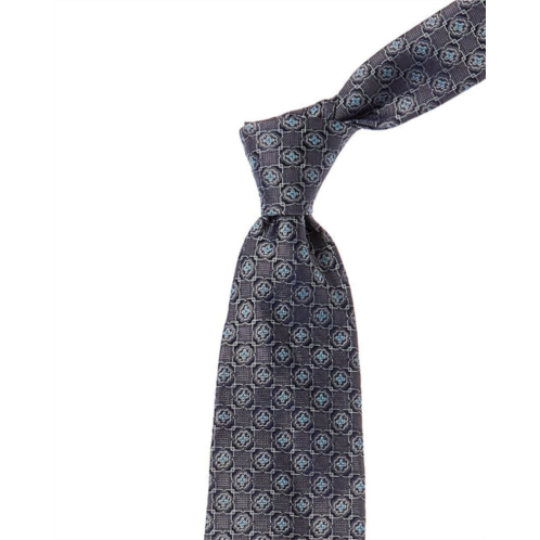 Brooks Brothers grey flower grid silk tie