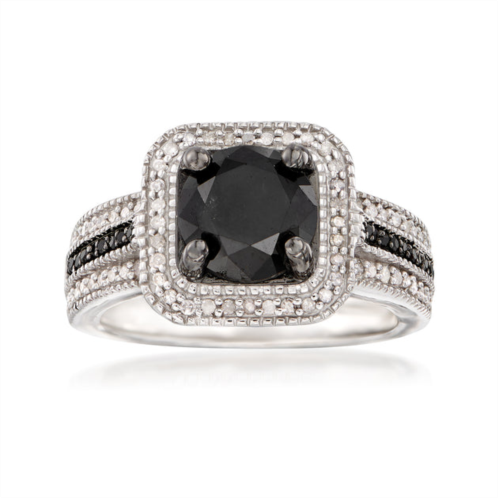 Ross-Simons black and white diamond ring in sterling silver