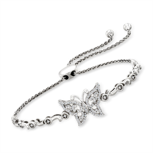 Ross-Simons diamond butterfly bolo bracelet in sterling silver