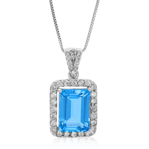 Vir Jewels 7 cttw pendant necklace, blue topaz pendant necklace for women in .925 sterling silver with 18 inch chain, prong setting