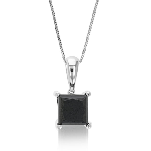 Vir Jewels 3 cttw princess cut black diamond pendant necklace sterling silver with chain