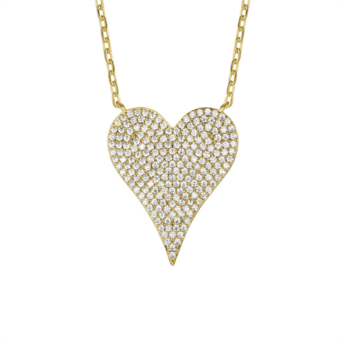 Rachel Glauber rg 14k gold plated with pave diamond cubic zirconia heart layering necklace