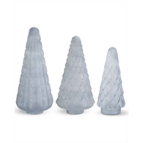 K&K Interiors set of 3 embossed frosted glass pinecone trees