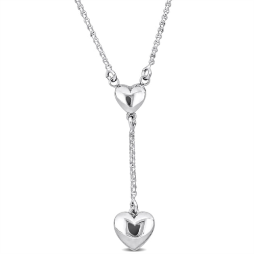 Mimi & Max heart charm drop necklace on diamond cut rolo chain in sterling silver - 16.5+1 in.
