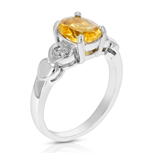 Vir Jewels 1.60 cttw oval shape citrine and diamond ring .925 sterling silver with rhodium