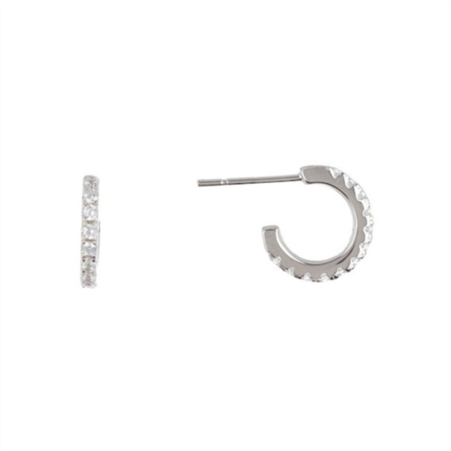 Adornia crystal huggie hoop earrings silver