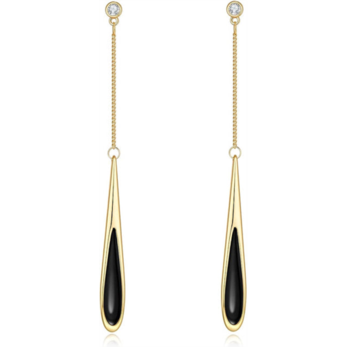 Liv Oliver 18k gold black onyx tear drop earrings