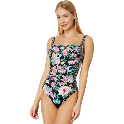 Johnny Was women floral ruched one-piece swimsuit multi