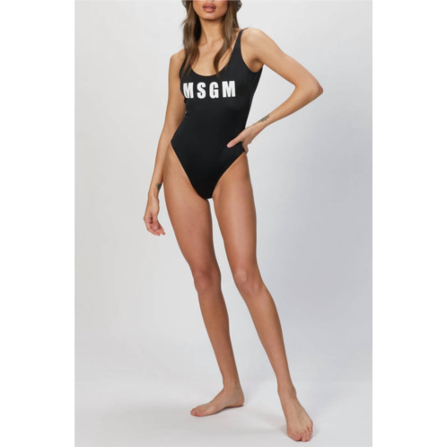 MSGM logo-print swimsuit in black