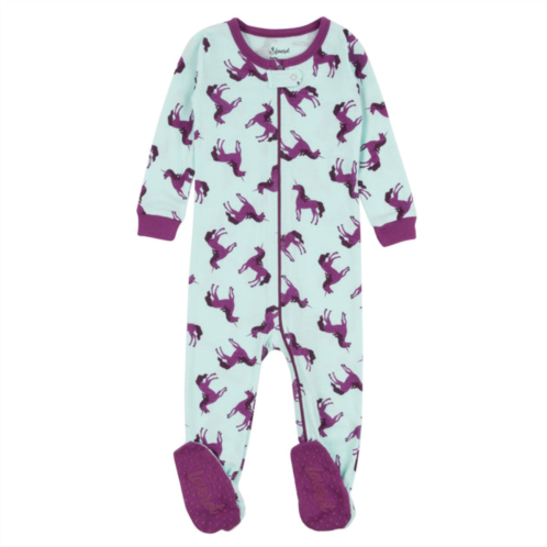 Leveret kids footed cotton pajamas unicorn purple