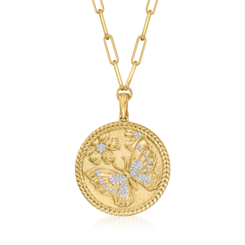 Ross-Simons diamond butterfly medallion pendant necklace in 18kt gold over sterling