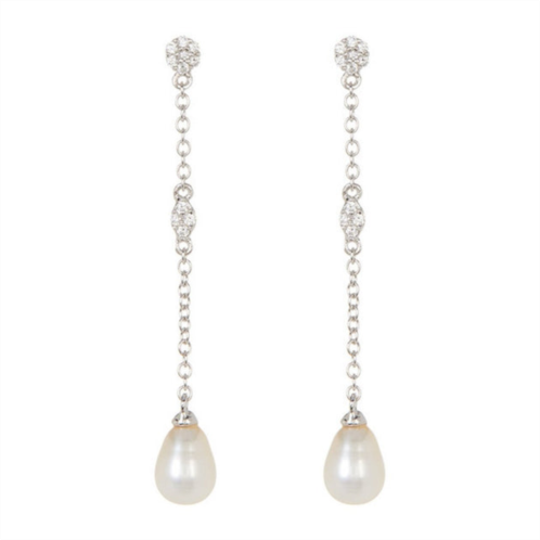 Adornia freshwater pearl and crystal drop earrings silver