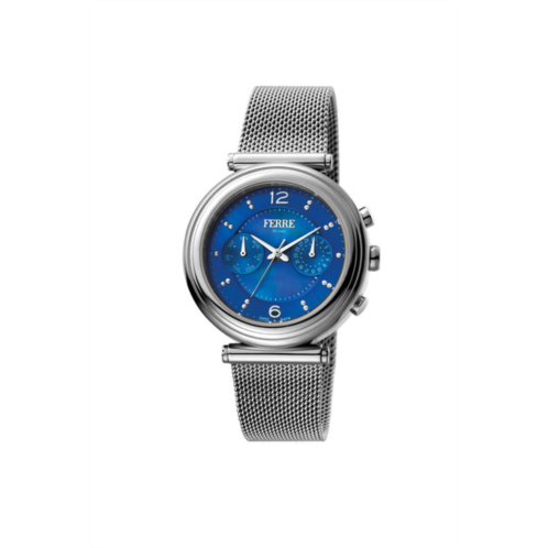 Ferre Milano womens dark blue dial stainless steel watch