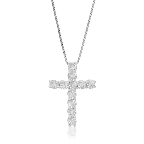 Vir Jewels 1/6 cttw lab grown diamond cross pendant necklace .925 sterling silver 2/3 inch with 18 inch chain