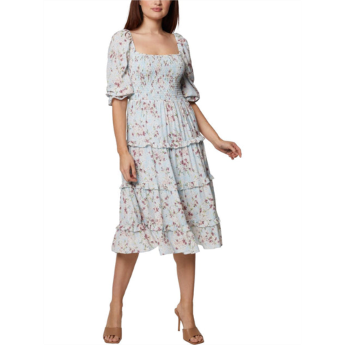 BCBGeneration womens floral ruched midi dress