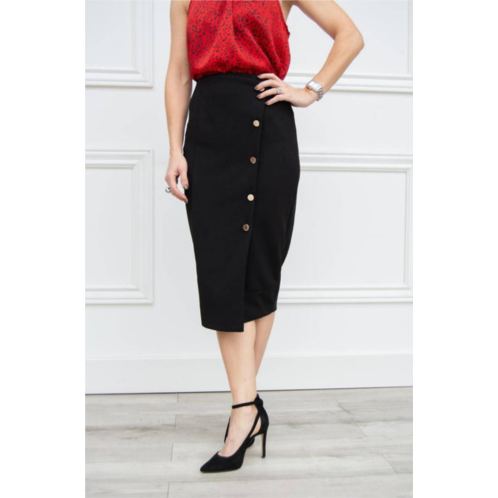 Bishop + young button front pencil skirt in black