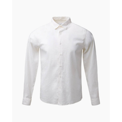 Onia mens stretch linen long sleeve shirt in white