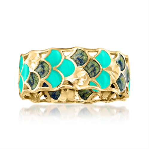 Ross-Simons italian multicolored enamel mermaid scales ring in 14kt yellow gold