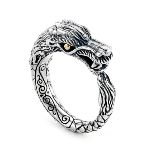 Samuel B. Jewelry sterling silver and 18k yellow gold dragon ring