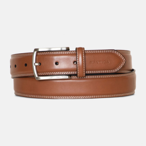 Nautica mens double-stitch leather belt