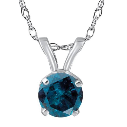 Pompeii3 1/4ct blue diamond solitaire white gold pendant
