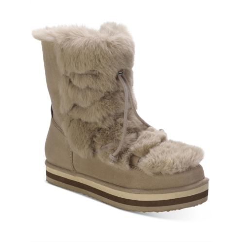 Sun + Stone remii womens faux suede fuzzy winter & snow boots