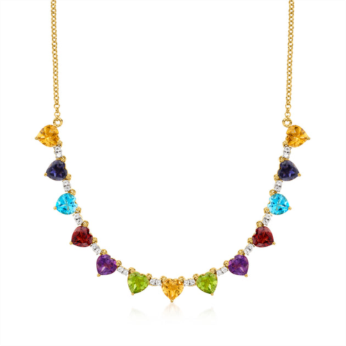 Ross-Simons heart-shaped multi-gemstone necklace in 18kt gold over sterling
