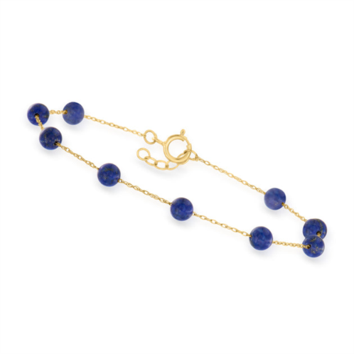 Canaria Fine Jewelry canaria 4-5mm lapis bead station bracelet in 10kt yellow gold