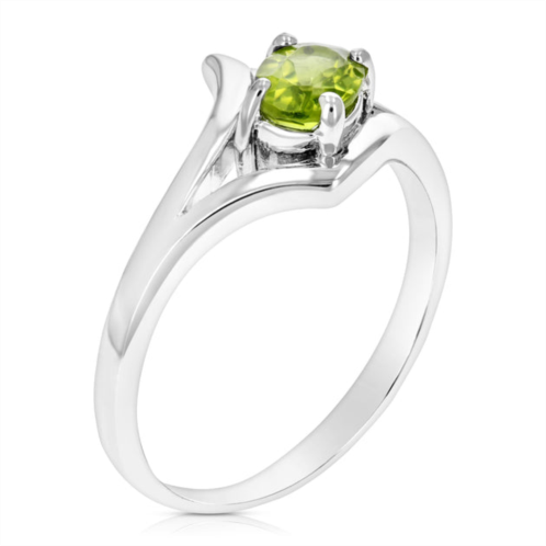 Vir Jewels 0.70 cttw peridot ring .925 sterling silver with rhodium plating oval solitaire