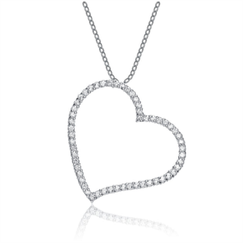 Genevive sterling silver cubic zirconia heart shape pendant necklace