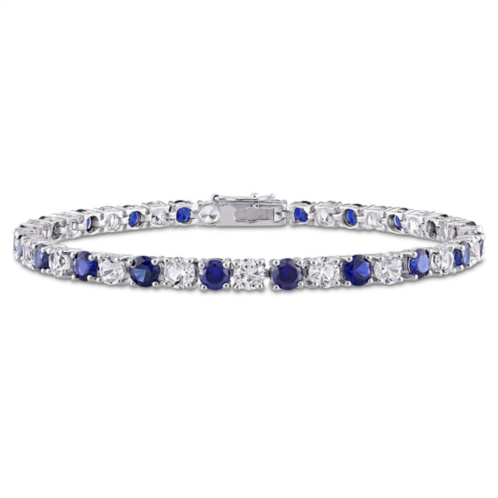 Mimi & Max 14 1/4 ct tgw created blue and white sapphire bracelet in sterling silver