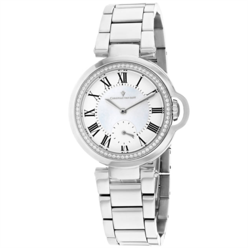 Christian Van Sant womens white mother of pearl dial watch