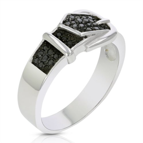Vir Jewels 1/4 cttw black diamond buckle ring .925 sterling silver with black rhodium