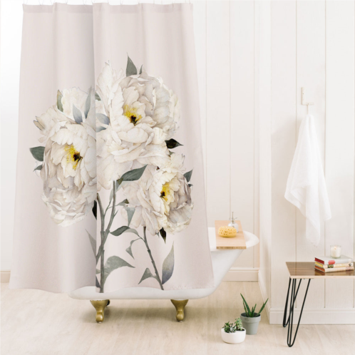 Deny Designs nadja white peonies shower curtain